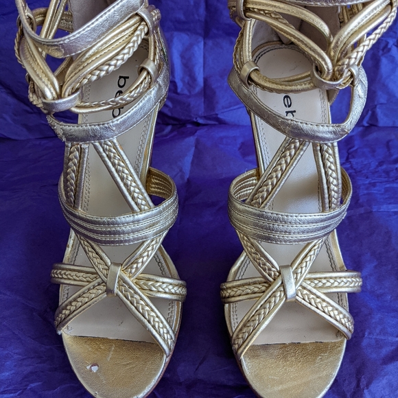 bebe Rosario Platform Heels- Gold - Picture 5 of 13